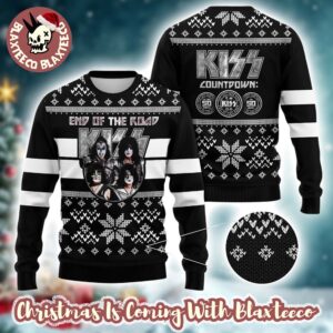 Kiss Band End Of The Road Kiss Countdown 50 Years Knitted Black Ugly Christmas Sweater