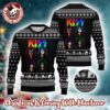 Kiss Band Merry Kissmas Under The Xmas Tree Holiday Style With Reindeer Knitted Red Ugly Christmas Sweater
