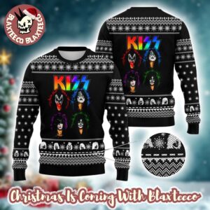 Kiss Band Graphics Rainbow Logo Xmas Holiday Style Pattern Personalized Ugly Christmas Sweater