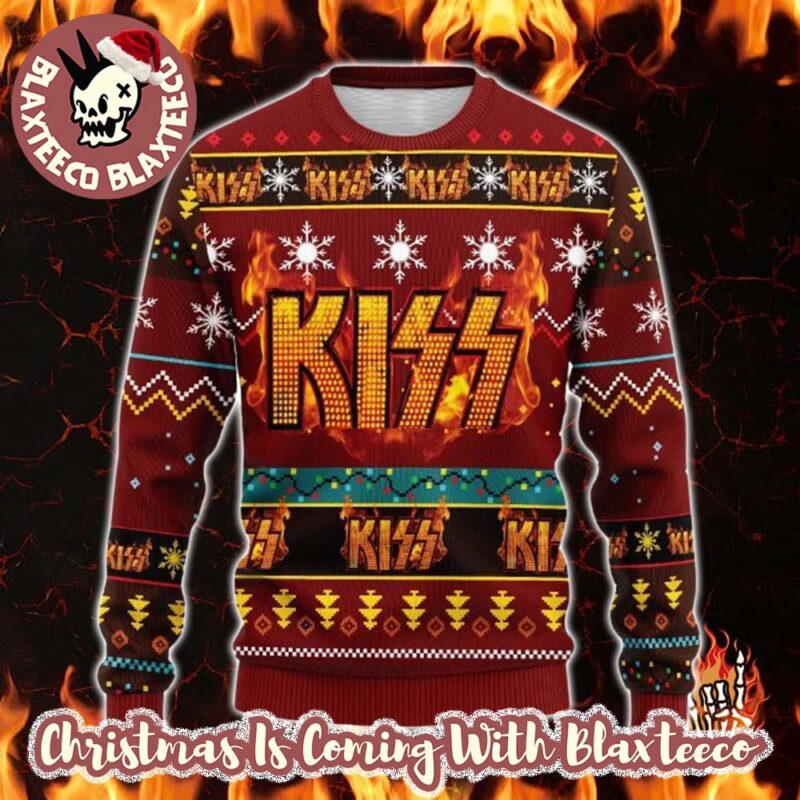 Kiss Fire Logo Rock Fan Lover Ugly Christmas Sweater mcAji xguwxj.jpg