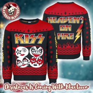 Kiss Heaven On Fire Band Members Faces Logo Ugly Christmas Sweater