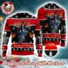Kiss I Was Made For Loving You Skeleton Knitted Black And Red Ugly Christmas Sweater