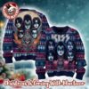Kiss I Was Made For Loving You Skeleton Knitted Black And Red Ugly Christmas Sweater