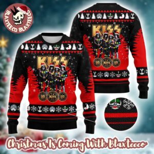 Kiss Members With Santa Hats End Of The Road The Final 50 Shows Anniversary Gift For Fans Ugly Christmas Sweater