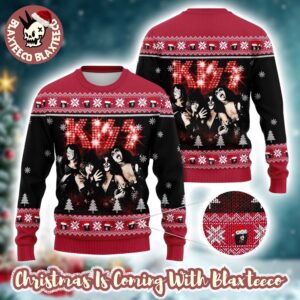 Kiss Rock Fan Lover Gift For Holiday 2025 Sparkle Logo Ugly Christmas Sweater