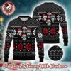 Kiss Santa Member Graphic As Queens Style Snowflakes Pattern Knitted Black Ugly Christmas Sweater