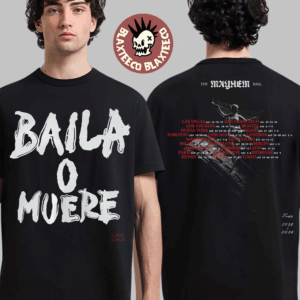 Lady Gaga The Mayhem Ball Tour 2025 2026 Exclusive Merch Baila O Muere Dance Or Die Spain T-Shirt