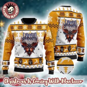 Lynyrd Skynyrd Big Logo With Snowflakes Pattern Fan Gift Knitted Ugly Christmas Sweater