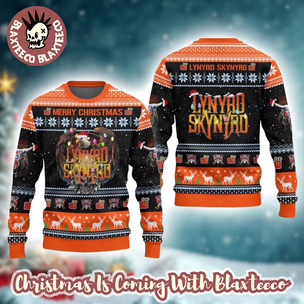 Lynyrd Skynyrd Merry Christmas Eagle And Big Logo Xmas Lights 2025 Ugly Christmas Sweater Lynyrd Skynyrd Merry Christmas Eagle And Big Logo Xmas Lights 2025 Ugly Christmas Sweater