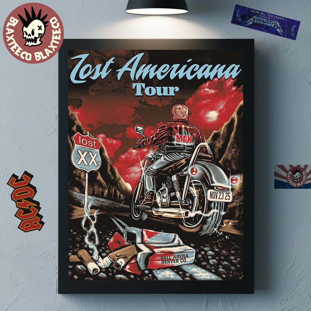Machine Gun Kelly MGK Lost Americana Tour 2025 Poster For Denver Colorado At Ball Arena On November 23 2025 Second Version Decor Poster Canvas Machine Gun Kelly MGK Lost Americana Tour 2025 Poster For Denver Colorado At Ball Arena On November 23 2025 Second Version Decor Poster Canvas