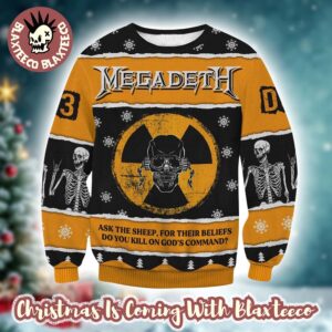 Megadeth Ask The Sheep For Their Beliefs Black And Yellow Ugly Christmas Sweater