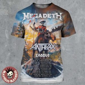 Megadeth Canada 2026 Tour With Anthrax And Exodus Schedule Dates All Over Print Shirt