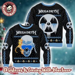 Megadeth Flame Skull Ice Style 2025 Knit Vic Holiday Sweater Christmas