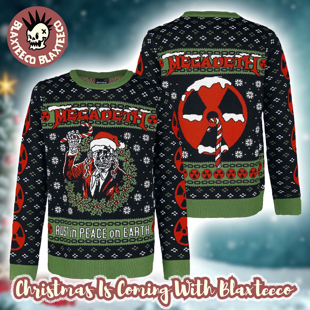 Megadeth Rust In Peace On Earth Christmas Wreath Holiday Sweater Christmas Jumper Megadeth Rust In Peace On Earth Christmas Wreath Holiday Sweater Christmas Jumper