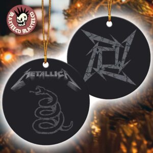 Metallica Black Album Cover Logo Ninja Star Festive Holiday 2025 Christmas Tree Ceramic Ornament
