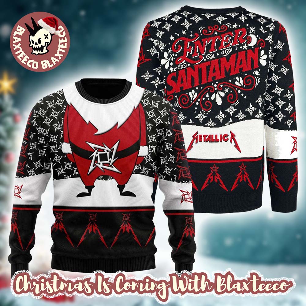Metallica Enter Santaman Snow Ninja Star Pattern Ugly Christmas Sweater Gift For Fans 2025 Metallica Enter Santaman Snow Ninja Star Pattern Ugly Christmas Sweater Gift For Fans 2025