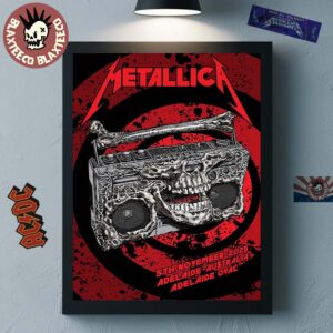 Metallica M72 Adelaide Australia 2025 Venue Poster At Adelaide Oval On November 5 2025 Skeleton Radio Boombox From Hell Poster Canvas