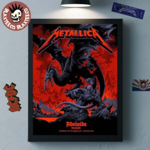 Metallica M72 Adelaide Australia Pop Up Shop Exclusive Poster By Ken Taylor At Adelaide Oval On November 5 2025 Pterosaur Art Home Decor Poster Canvas
