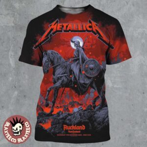 Metallica M72 Auckland New Zealand 2025 Pop Up Shop Poster Art By Ken Taylor At Eden Park On 19 November 2025 The Skeletal Horseman Art All Over Print Shirt