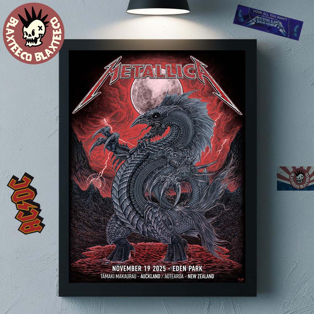Metallica M72 Auckland New Zealand 2025 Venue Poster At Eden Park On November 19 2025 The Blood Moon Dragon Art Home Decor Poster Canvas Metallica M72 Auckland New Zealand 2025 Venue Poster At Eden Park On November 19 2025 The Blood Moon Dragon Art Home Decor Poster Canvas