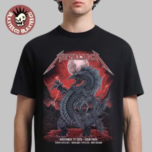 Metallica M72 Auckland New Zealand 2025 Venue Poster At Eden Park On November 19 2025 The Blood Moon Dragon Art T-Shirt