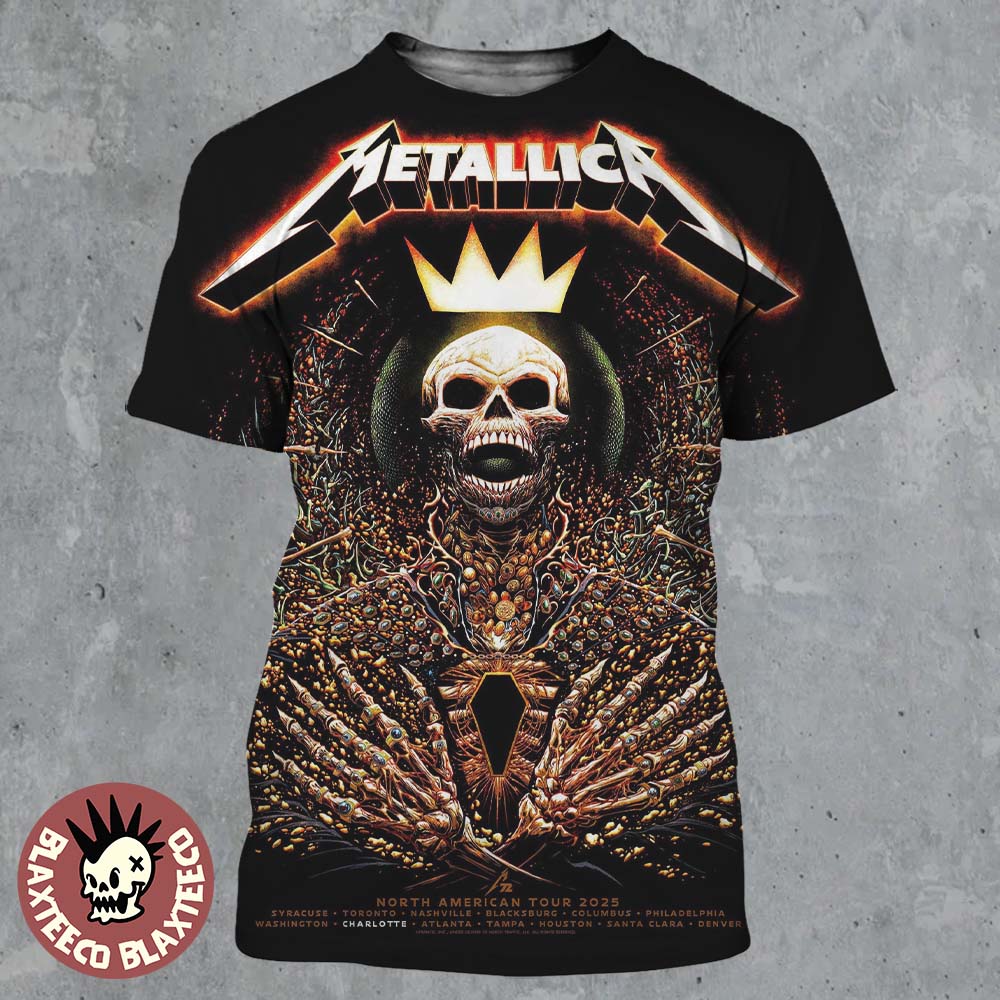 Metallica M72 Charlotte 2025 Pop Up Shop Poster For Charlotte North Carolina At Bank of America Stadium On May 31 2025 Skeleton King Art All Over Print Shirt Metallica M72 Charlotte 2025 Pop Up Shop Poster For Charlotte North Carolina At Bank of America Stadium On May 31 2025 Skeleton King Art All Over Print Shirt