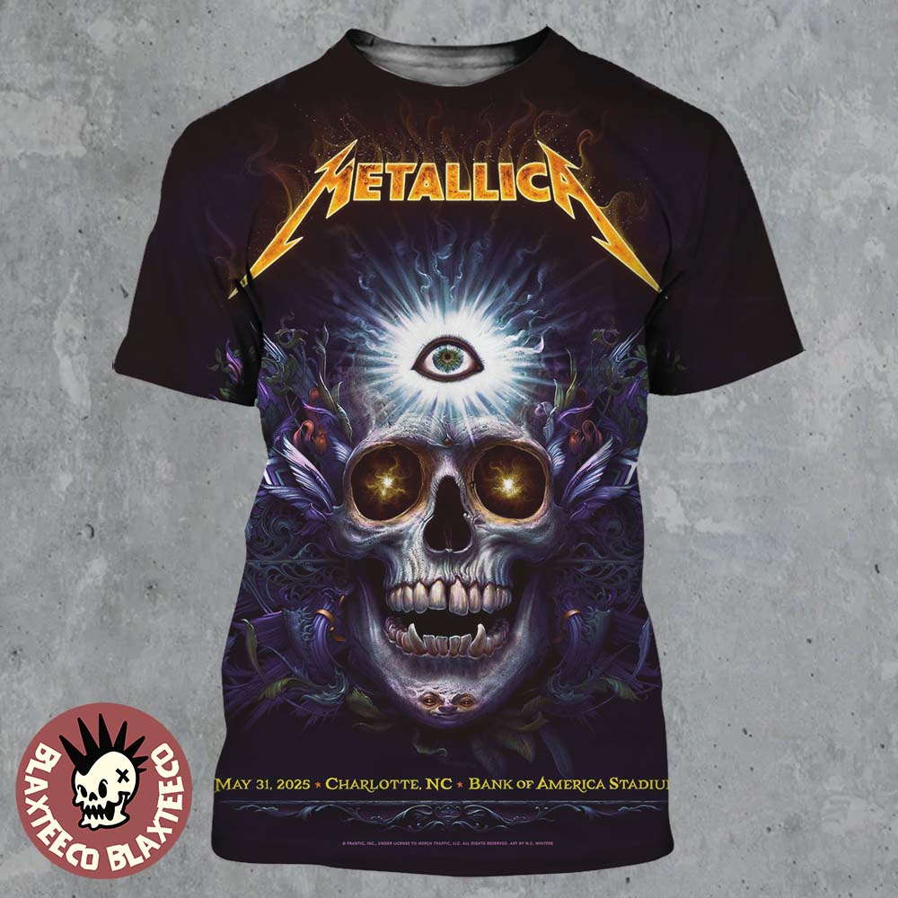 Metallica M72 Charlotte 2025 Venue Poster In Charlotte North Carolina At Bank Of America Stadium On May 31 2025 All Over Print Shirt Metallica M72 Charlotte 2025 Venue Poster In Charlotte North Carolina At Bank Of America Stadium On May 31 2025 All Over Print Shirt
