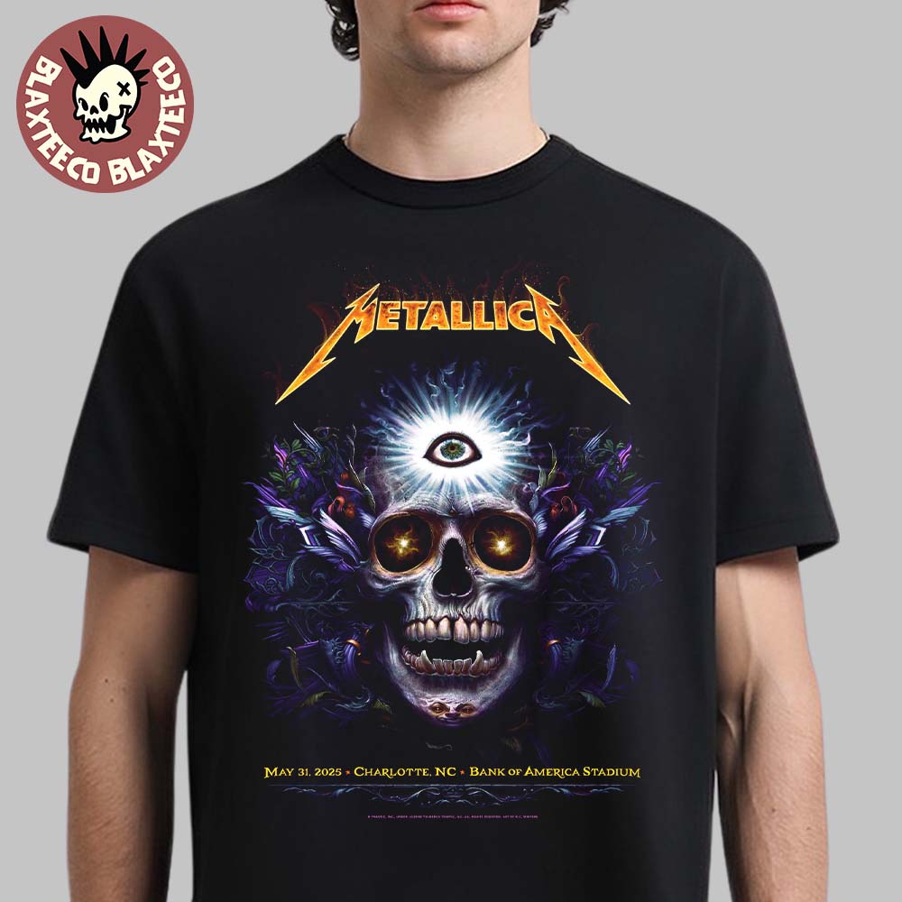 Metallica M72 Charlotte 2025 Venue Poster In Charlotte North Carolina At Bank Of America Stadium On May 31 2025 Essentials T-Shirt Metallica M72 Charlotte 2025 Venue Poster In Charlotte North Carolina At Bank Of America Stadium On May 31 2025 Essentials T-Shirt