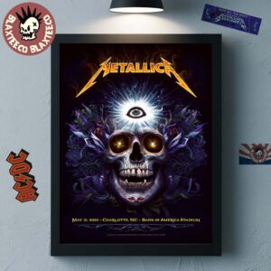 Metallica M72 Charlotte 2025 Venue Poster In Charlotte North Carolina At Bank Of America Stadium On May 31 2025 Home Decor Poster Canvas
