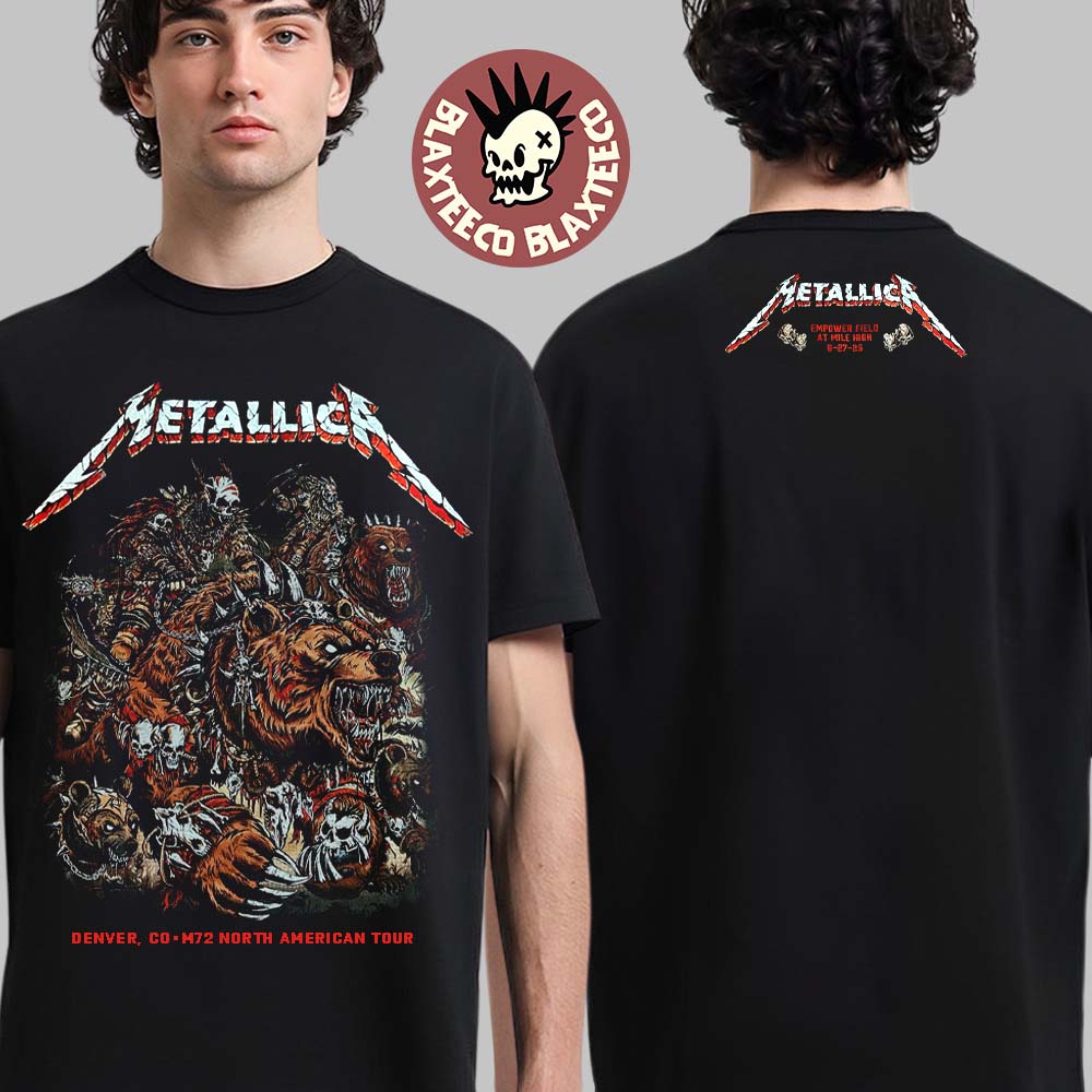 Metallica M72 Denver 2025 Night 1 Venue Tee In Denver Colorado At Empower Field at Mile High On June 27 2025 Two Sided T-Shirt