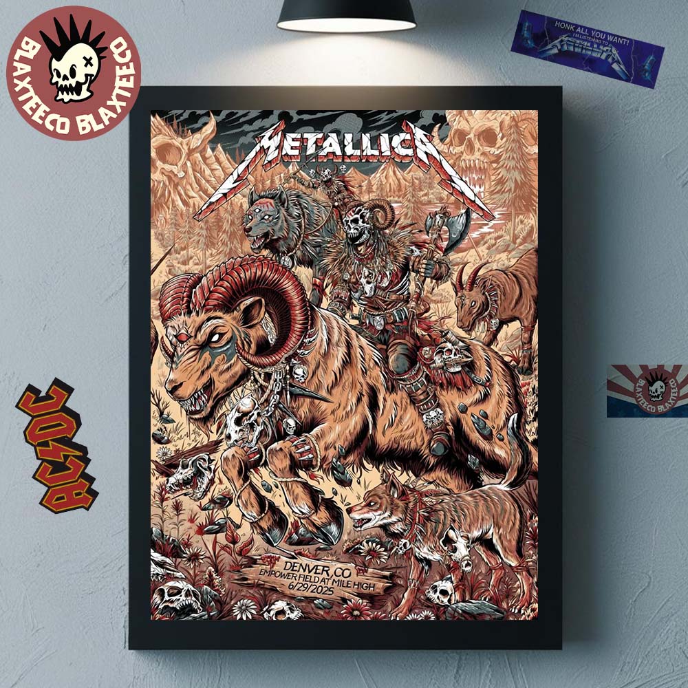 Metallica M72 Denver 2025 Night 2 Venue Poster In Denver Colorado At Empower Field at Mile High On June 29 2025 Home Decor Poster Canvas