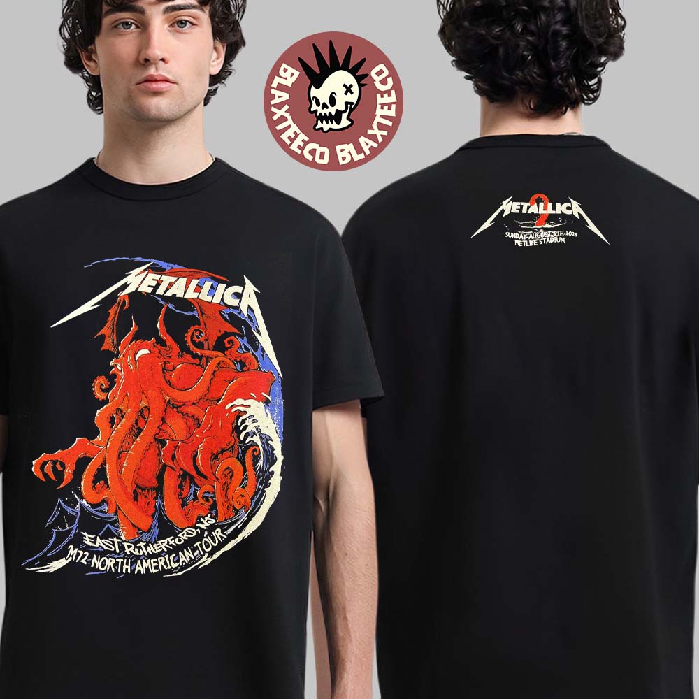 Metallica M72 East Rutherford New Jersey Tee Night 2 M72 North American Tour 2023 At Met Life Stadium On August 6 Octopus Art Two Sides Unisex T-Shirt