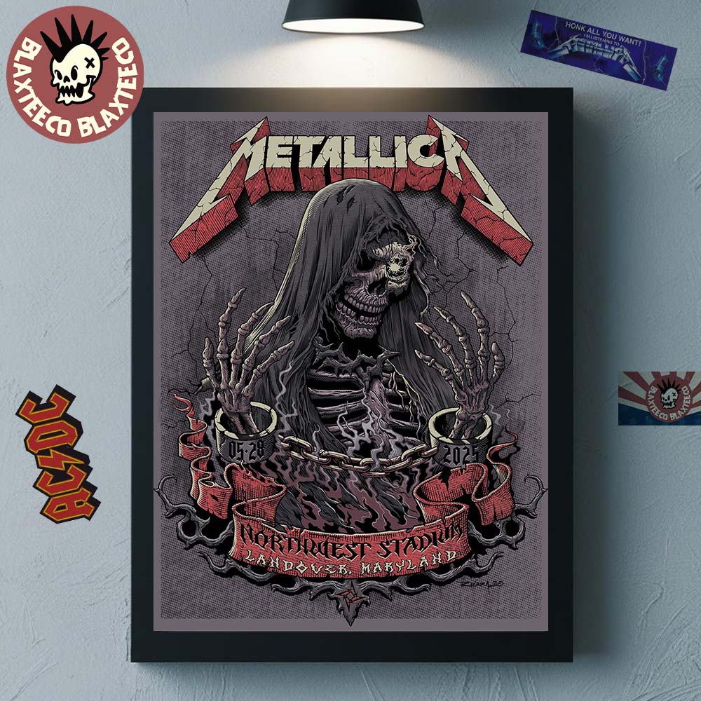 Metallica M72 Landover 2025 Venue Poster In Landover Maryland At Northwest Stadium On May 28 2025 The Chained Skeleton Art Home Decor Poster Canvas