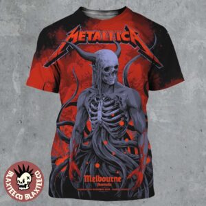 Metallica M72 Melbourne Australia 2025 Pop Up Shop Poster By Ken Taylor At Marvel Stadium On November 8 2025 Skeletal Demon Art All Over Print Shirt