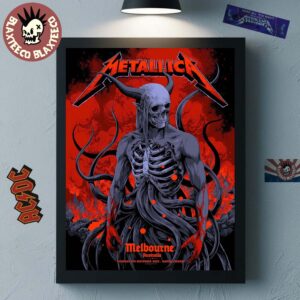 Metallica M72 Melbourne Australia 2025 Pop Up Shop Poster By Ken Taylor At Marvel Stadium On November 8 2025 Skeletal Demon Art Home Decor Poster Canvas