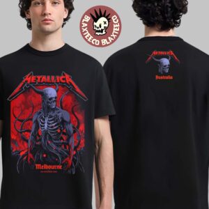 Metallica M72 Melbourne Australia 2025 Pop Up Shop Tee By Ken Taylor At Marvel Stadium On November 8 2025 Skeletal Demon Art Two Sided T-Shirt