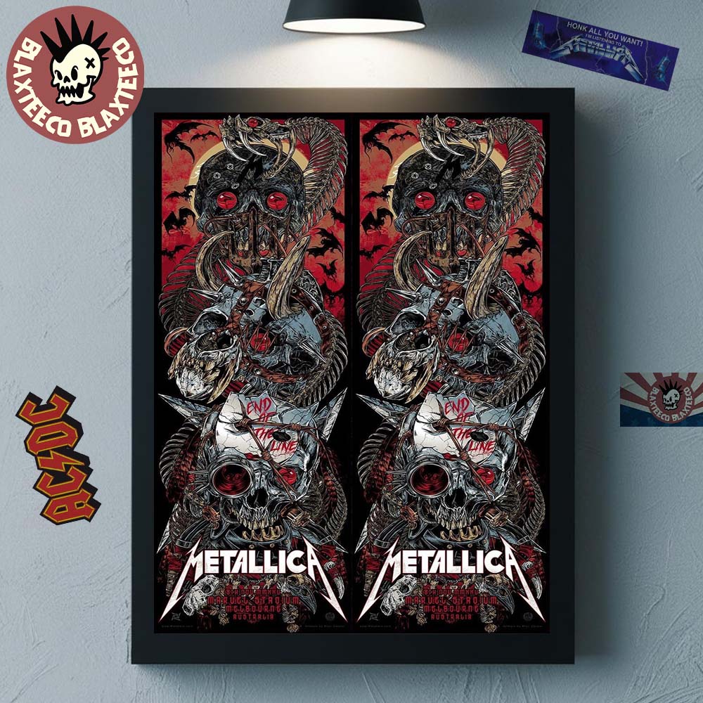 Metallica M72 Melbourne Australia 2025 Venue Poster At Marvel Stadium On November 8 2025 Skeletal Snake And Skulls Home Decor Poster Canvas Metallica M72 Melbourne Australia 2025 Venue Poster At Marvel Stadium On November 8 2025 Skeletal Snake And Skulls Home Decor Poster Canvas