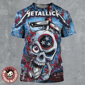 Metallica M72 Nashville Exclusive Pop Up Shop Poster At Nissan Stadium Tennessee May 1 And 3 2025 Skull And The Sword Artwork All Over Print Shirt