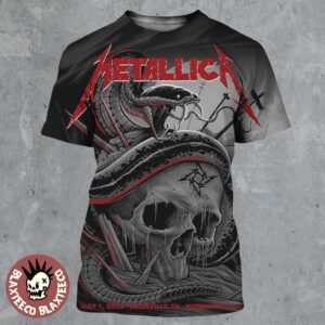 Metallica M72 Nashville Tennessee Night 1 Venue Poster At Nissan Stadium On May 1 2025 Met On Tour Snake And Skull Artwork All Over Print Shirt