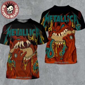 Metallica M72 Philly 2025 Night 1 And 2 Venue Combined Poster In Philadelphia Pennsylvania At Lincoln Financial Field On May 23 And 25 2025 Red Demons Eating Sandwich All Over Print Shirt