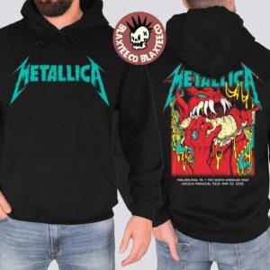 Metallica M72 Philly 2025 Night 1 Venue Hoodie In Philadelphia Pennsylvania At Lincoln Financial Field On May 23 2025 Red Demon Art Two Sided Unisex Hoodie