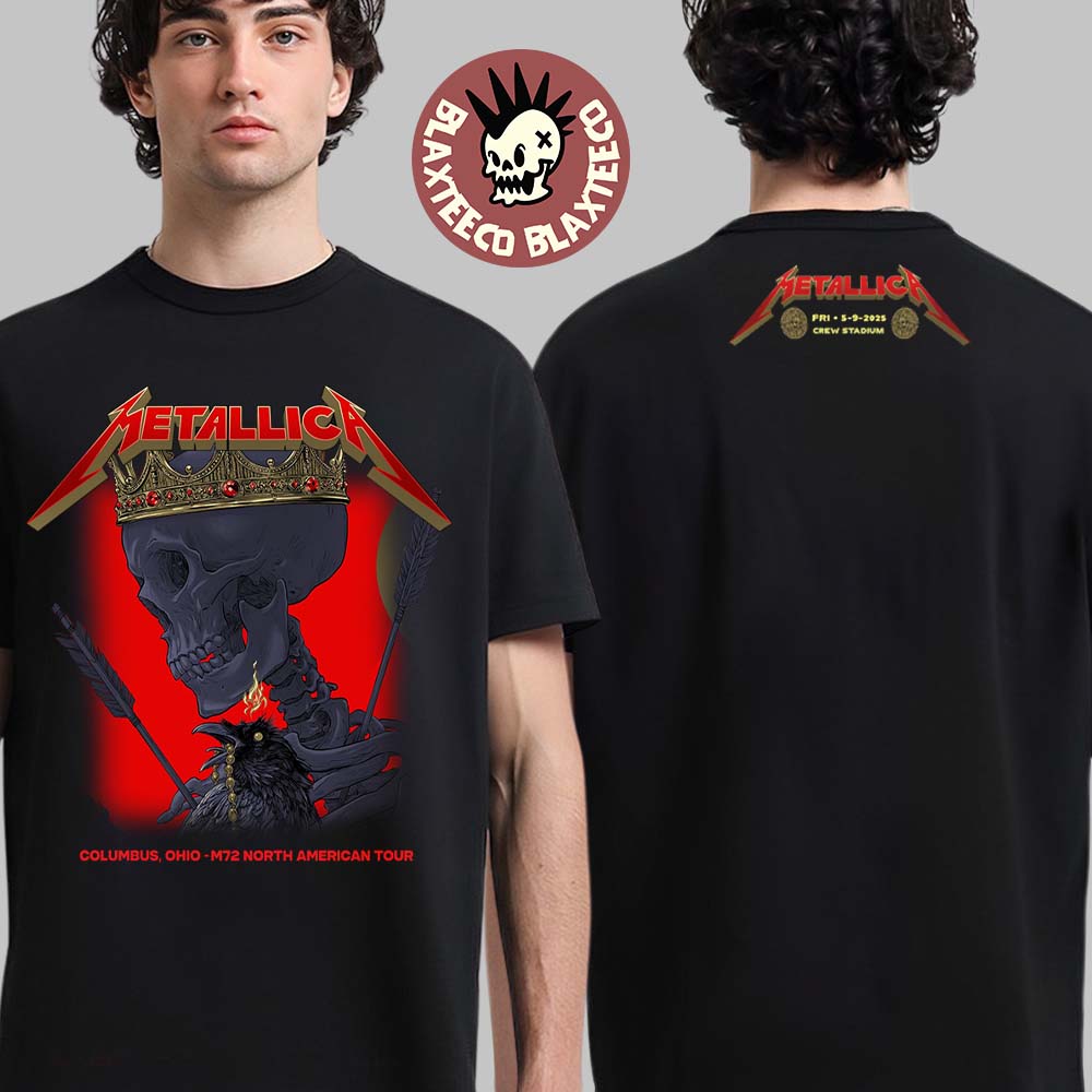 Metallica M72 Sonic Temple 2025 Night 1 Venue Tee In Columbus Ohio At Crew Stadium On May 9 2025 M72 North American Tour Two Sided Unisex T-Shirt Metallica M72 Sonic Temple 2025 Night 1 Venue Tee In Columbus Ohio At Crew Stadium On May 9 2025 M72 North American Tour Two Sided Unisex T-Shirt