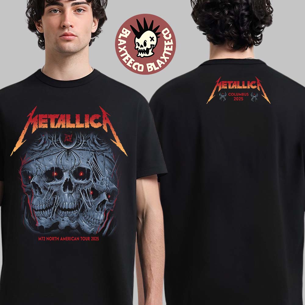 Metallica M72 Sonic Temple 2025 Pop Up Shop Tee In Columbus Ohio At Historic Crew Stadium May 9 And 11 2025 M72 North American Tour Two Sided Unisex T-Shirt Metallica M72 Sonic Temple 2025 Pop Up Shop Tee In Columbus Ohio At Historic Crew Stadium May 9 And 11 2025 M72 North American Tour Two Sided Unisex T-Shirt
