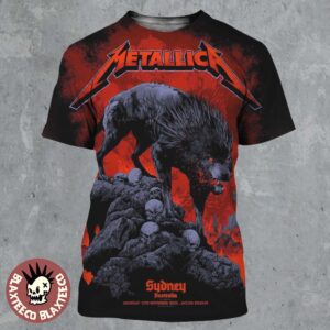 Metallica M72 Sydney Australia 2025 Pop Up Shop Poster By Ken Taylor At Accor Stadium On 15 November 2025 The Wolf Art All Over Print Shirt