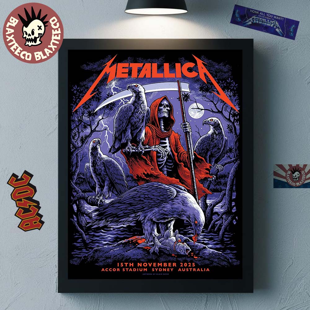 Metallica M72 Sydney Australia 2025 Venue Poster At Accor Stadium On 15 November 2025 Skeletal Reaper With Eagles Art Home Decor Poster Canvas Metallica M72 Sydney Australia 2025 Venue Poster At Accor Stadium On 15 November 2025 Skeletal Reaper With Eagles Art Home Decor Poster Canvas