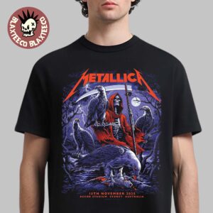 Metallica M72 Sydney Australia 2025 Venue Poster At Accor Stadium On 15 November 2025 Skeletal Reaper With Eagles Art T-Shirt