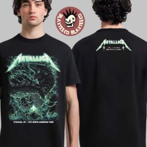 Metallica M72 Syracuse New York Merch At JMA Wireless Dome On April 19 2025 Met On Tour Thunder Sea Dragon Artwork Two Sided Unisex T-Shirt