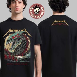 Metallica M72 Syracuse New York Pop Up Shop Merch Tee At JMA Wireless Dome In Syracuse On April 19 2025 M72 North America Tour 2025 Skeleton World Serpent Two Sided Unisex T-Shirt