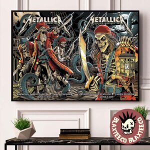 Metallica M72 Tampa 2025 Night 1 And 2 Venue Poster Combined In Tampa Florida At Raymond James On June 6 And 8 2025 The Pirate Skeletons Art Landscape Poster Canvas