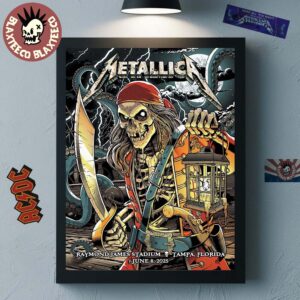 Metallica M72 Tampa 2025 Night 2 Venue Poster In Tampa Florida At Raymond James On June 8 2025 The Pirate Skeleton Art Home Decor Poster Canvas